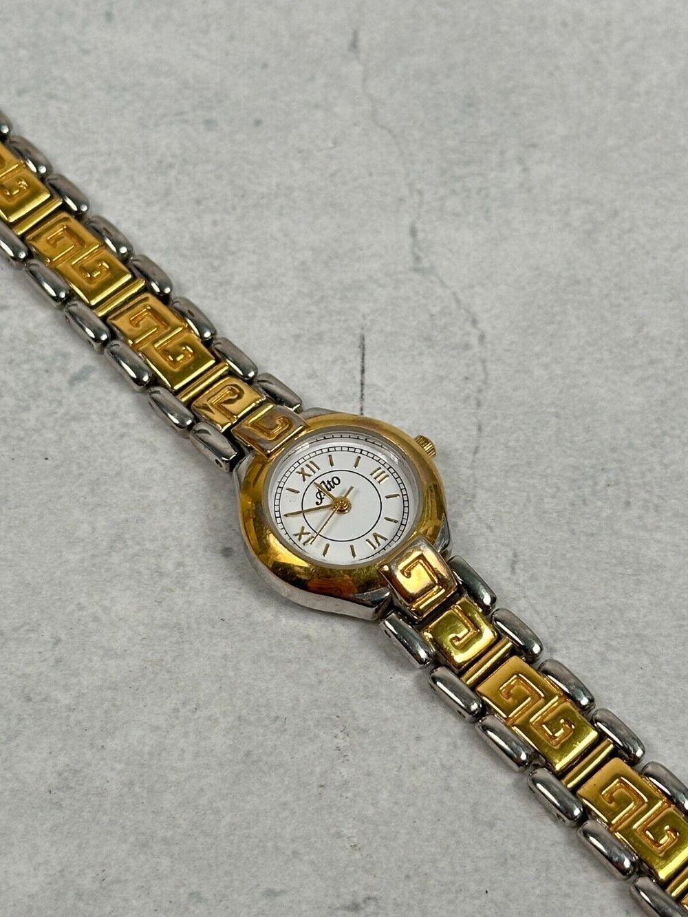 VTG Alto Watch Womens 22mm Swirl Link Band Art Deco Egyptian Revival New Battery